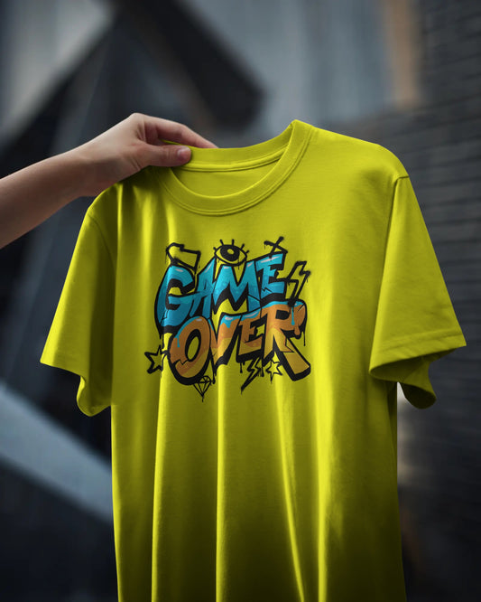 "Game Over" Graphic Tee – Bold Neon Yellow Streetwear T-Shirt