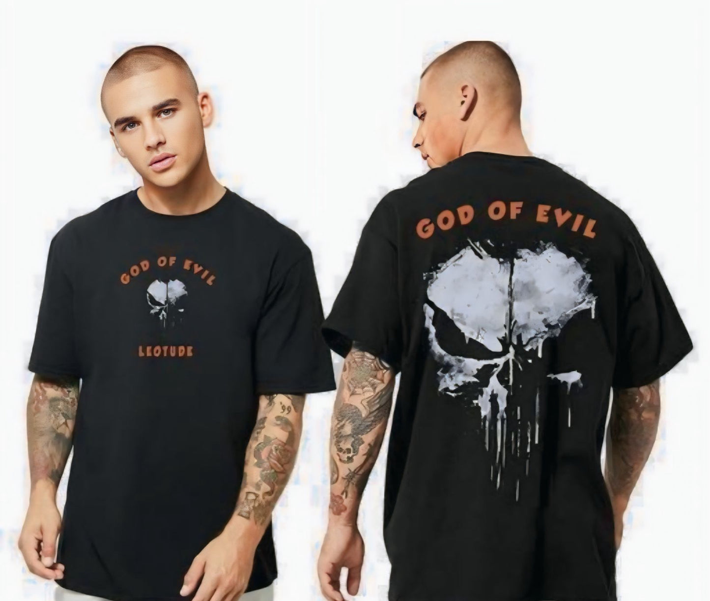 Men’s Oversized Graphic T-Shirt – “God of Evil” Skull Print | Streetwear Black Tee
