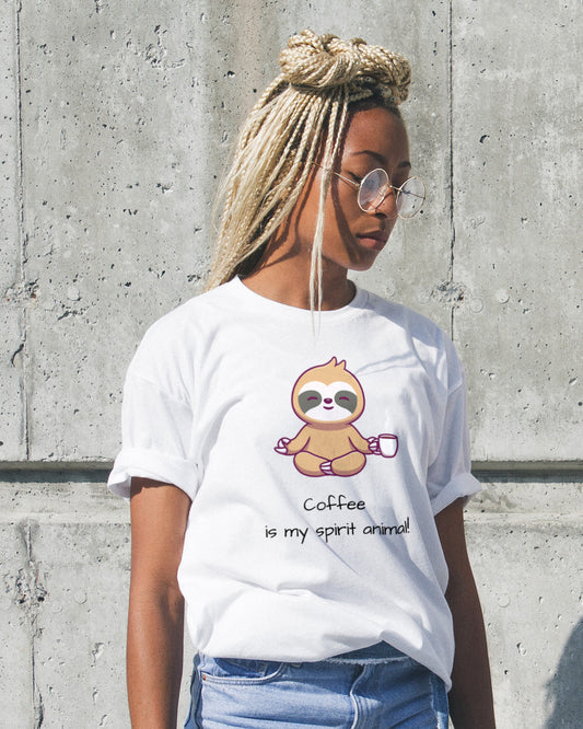 Coffee Spirit Animal Sloth T-Shirt – Cute & Comfy Casual Tee