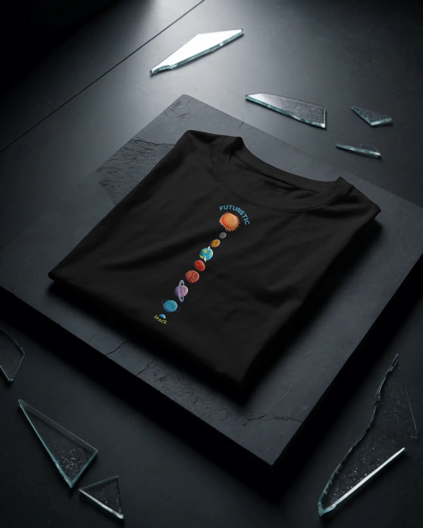 Futuristic Space Graphic T-Shirt – Bold Cosmic Design