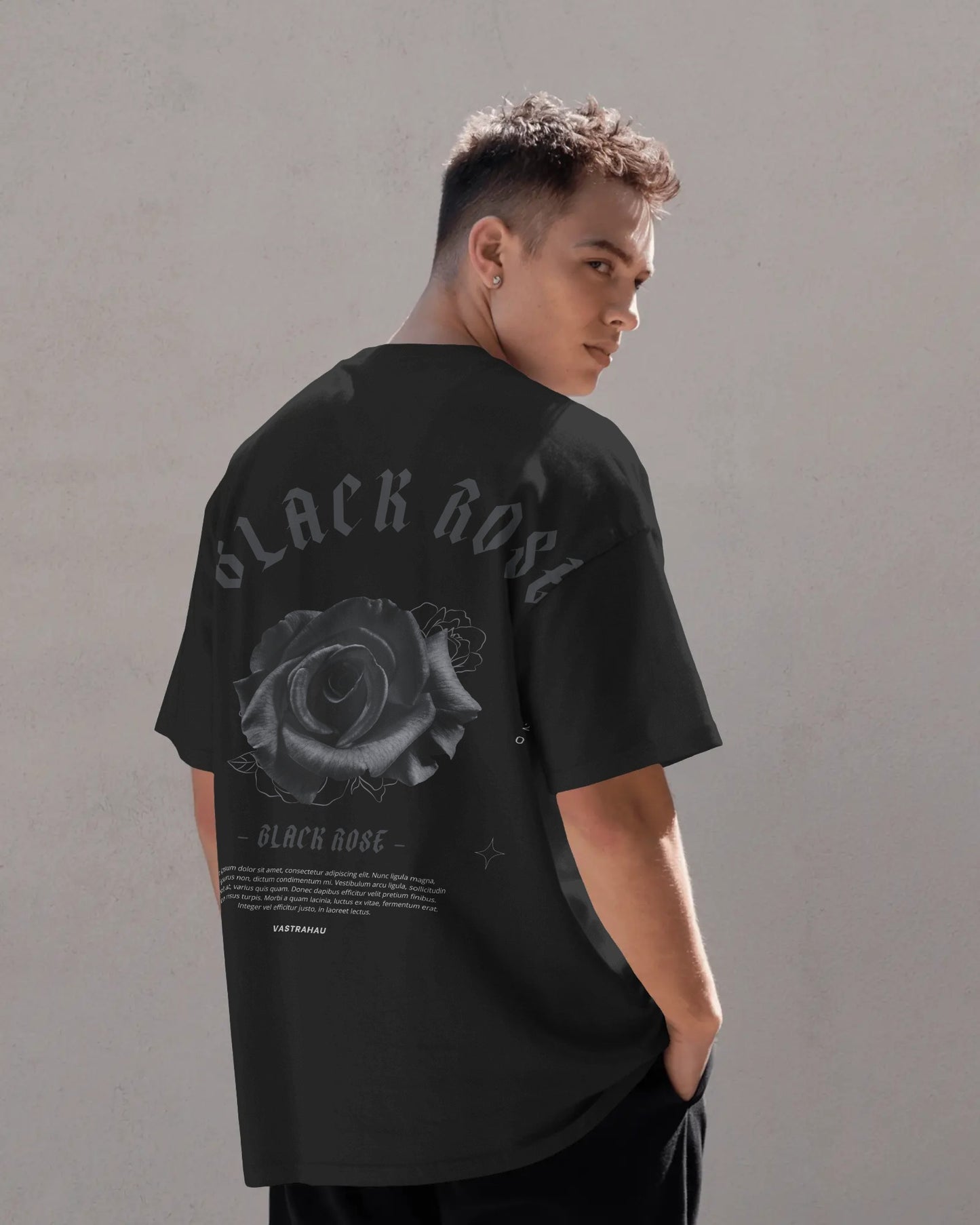 “Black Rose” Oversized Unisex T-Shirt – Dark Elegance Streetwear Edition
