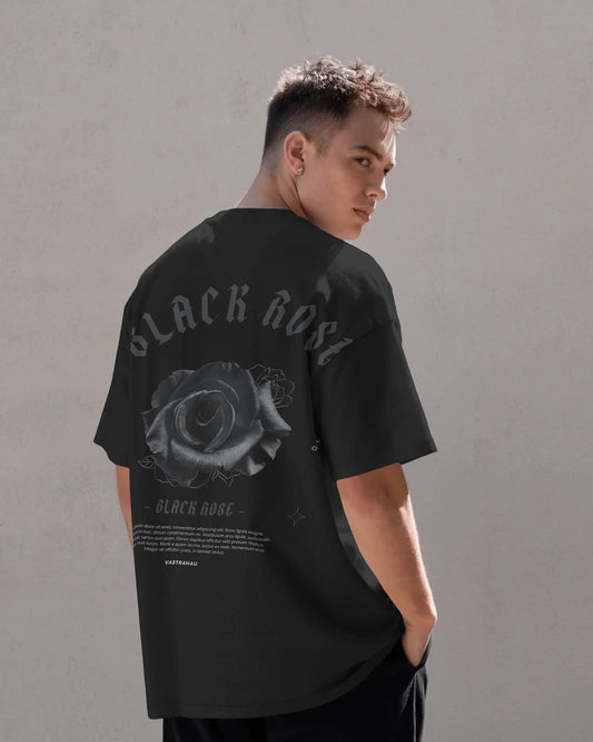 “Black Rose” Oversized Unisex T-Shirt – Dark Elegance Streetwear Edition
