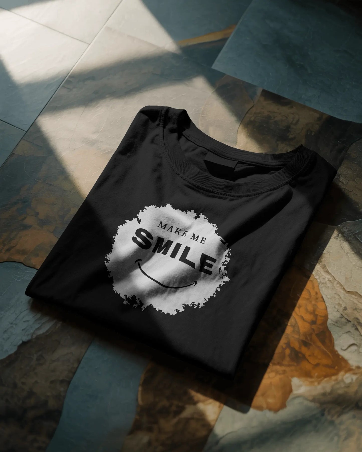 Black Graphic T-Shirt – "Make Me Smile" Fun & Casual Tee
