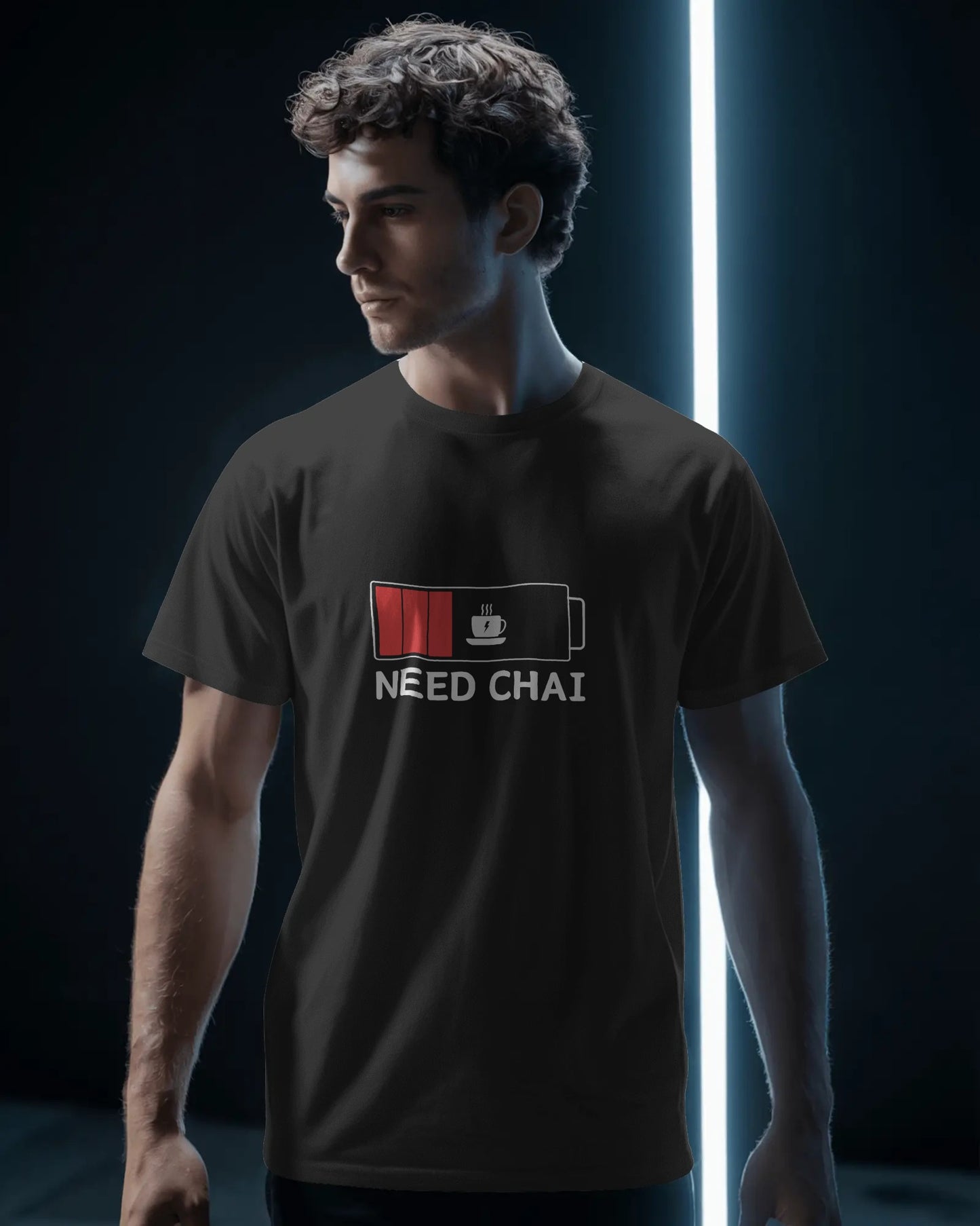 "Need Chai Battery T-Shirt – Funny Tea Lover Graphic Tee for Daily Wear"
