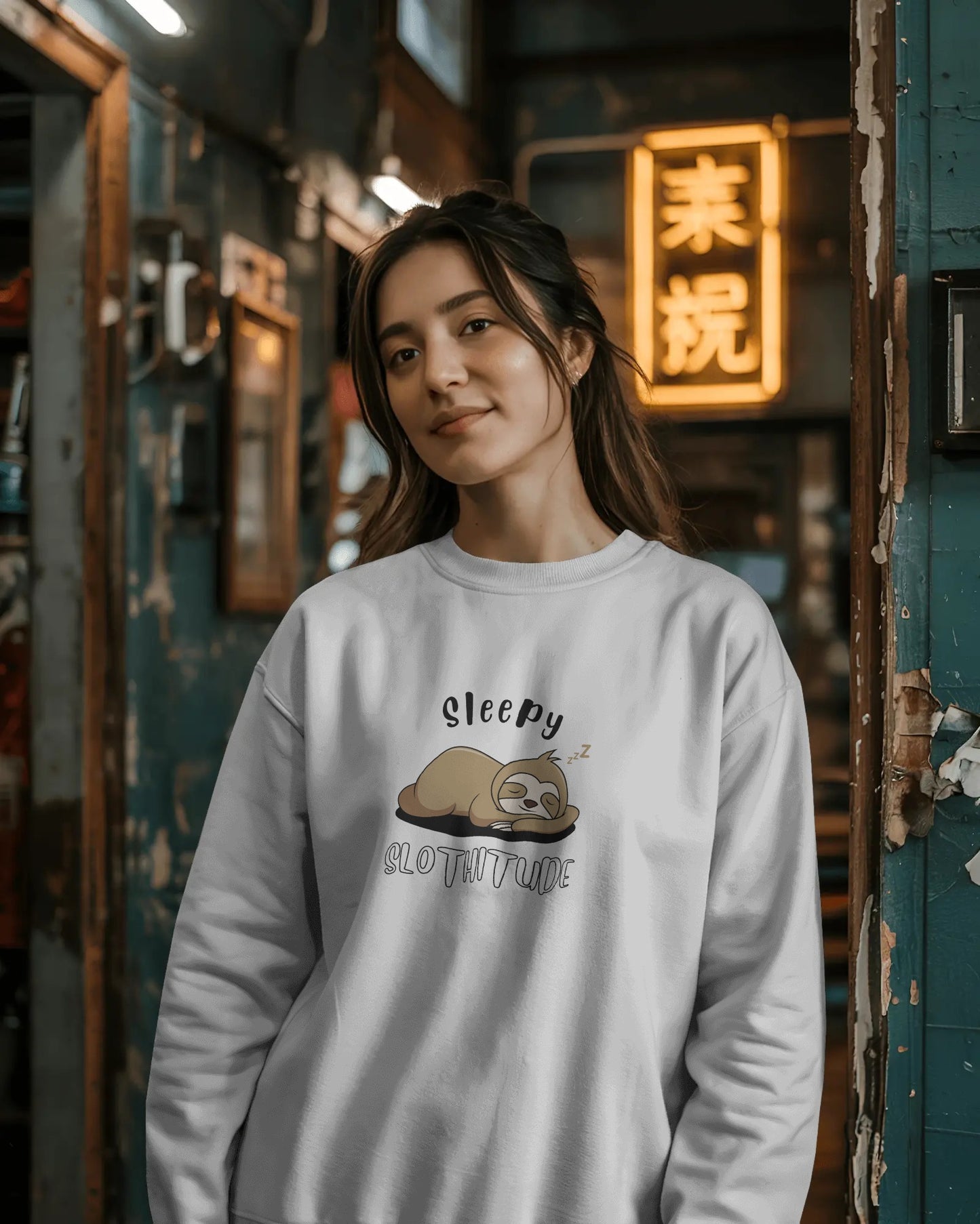 "Sleepy Slothitude" Crewneck Sweatshirt